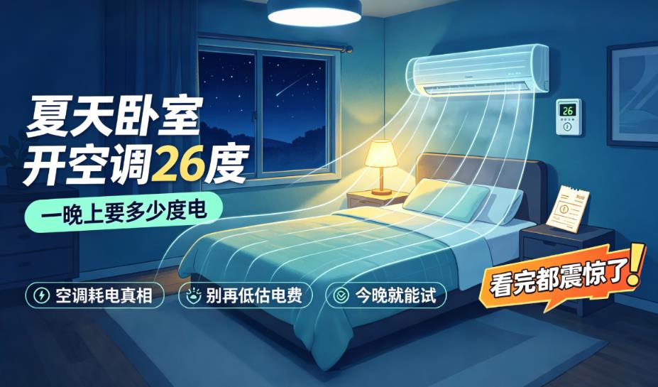 夏天空调晚上开26度要花多少钱？后悔知道晚了